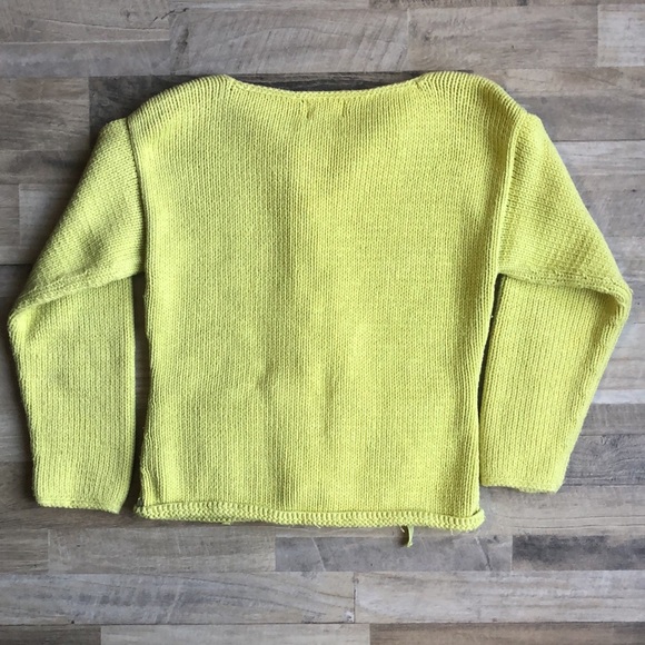 Pure HANDKNIT Womens Sweater XS/S Button Up Neon Green Handmade - Picture 4 of 4